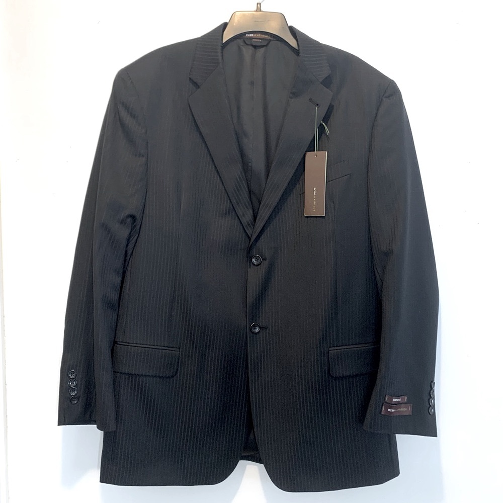 BCBG Avery Wool Black Pinstripe Men’s Blazer 44 L
